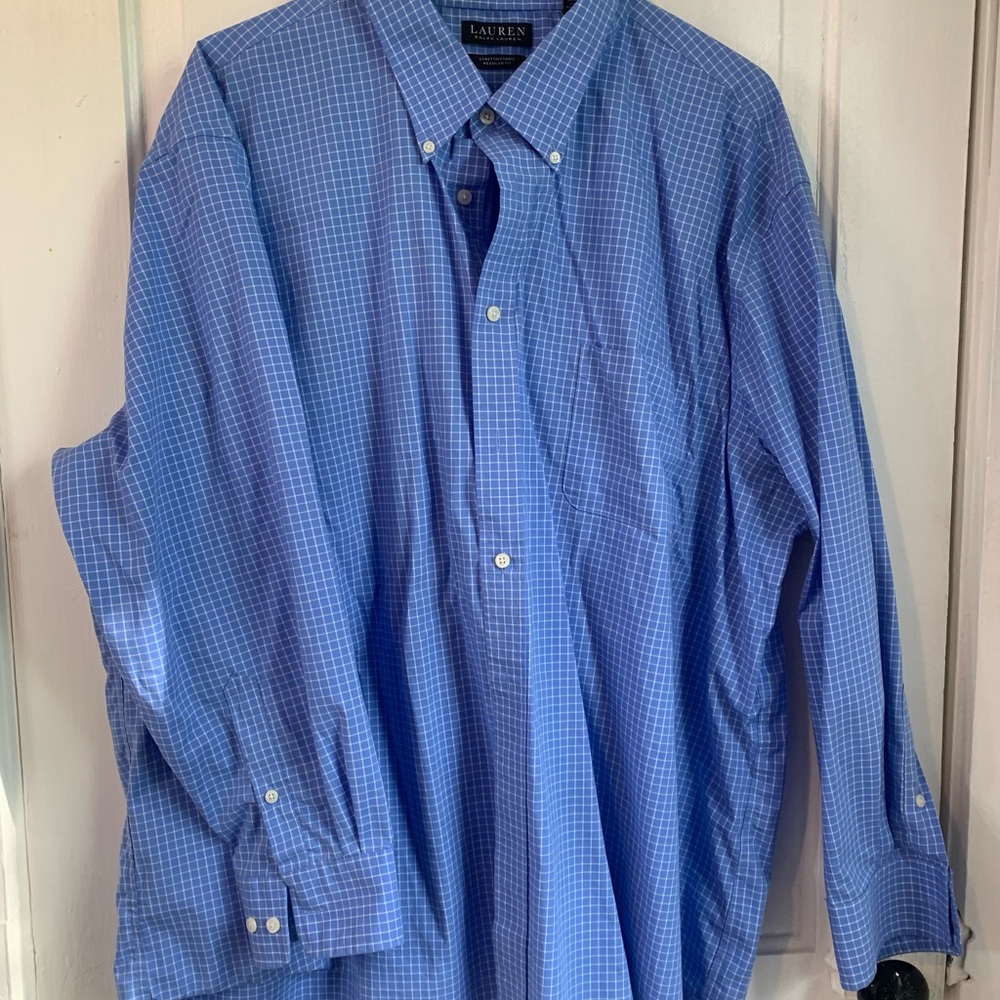 Ralph Lauren Men's Blue Plaid Button Down Shirt